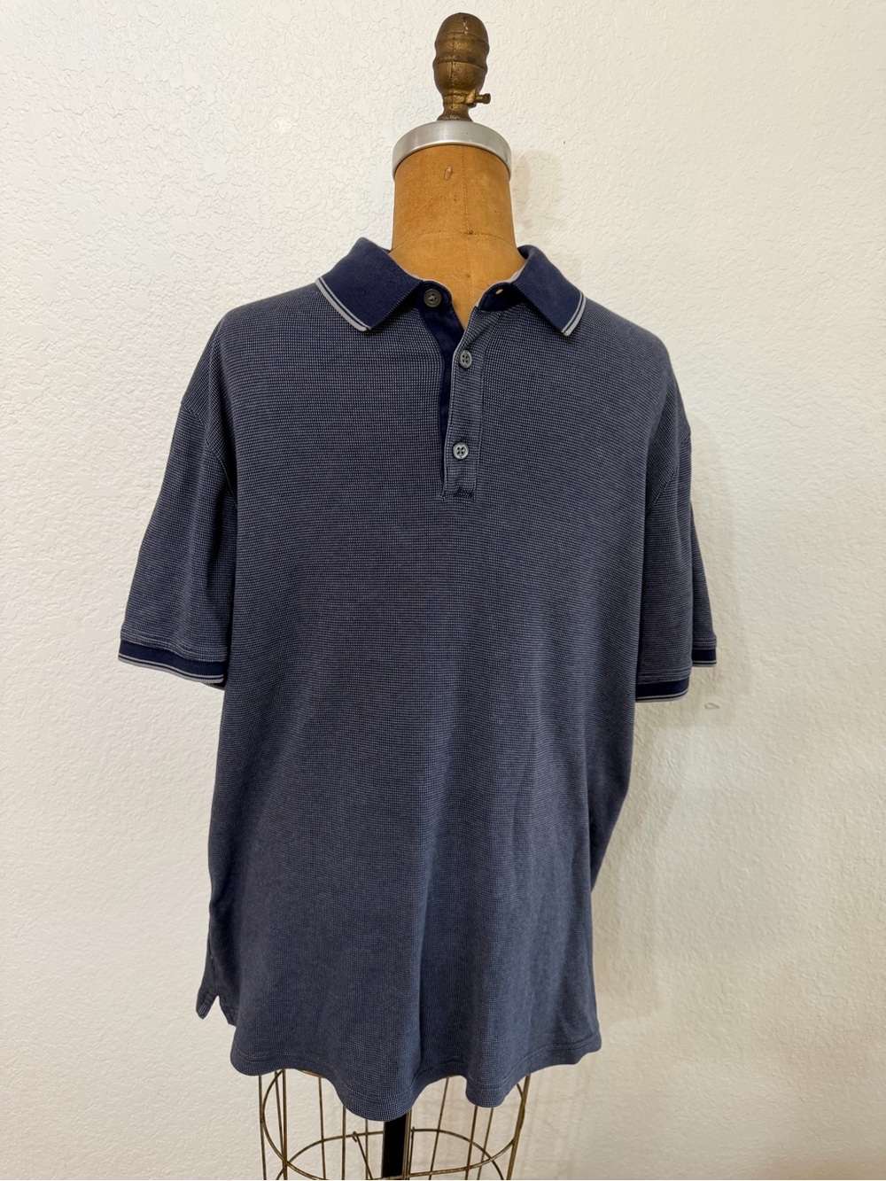Banana Republic Classic Navy Polo Shirt with Contrast Trim Size L Faded Style